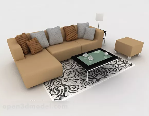 Brown Home Simple Sofa 3d model Brown Home Simple Sofa 3d model