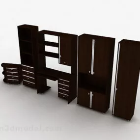 Brown Home Wardrobe Combination 3d model
