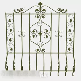 Brown Iron Railing Fence 3d model