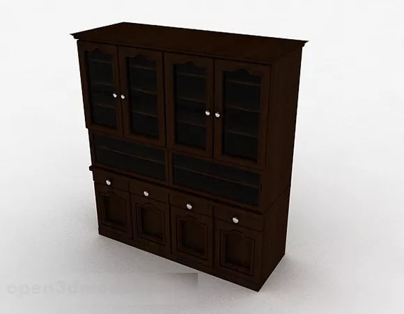 Wooden Four Door Display Cabinet 3d model Wooden Four Door Display Cabinet 3d model