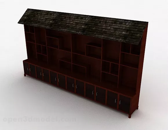 Brown Large Wooden Display Cabinet 3d model Brown Large Wooden Display Cabinet 3d model