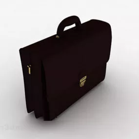 Black Leather Leather Briefcase 3d model
