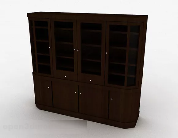 Brown Living Room Four Door Display Cabinet 3d model Brown Living Room Four Door Display Cabinet 3d model