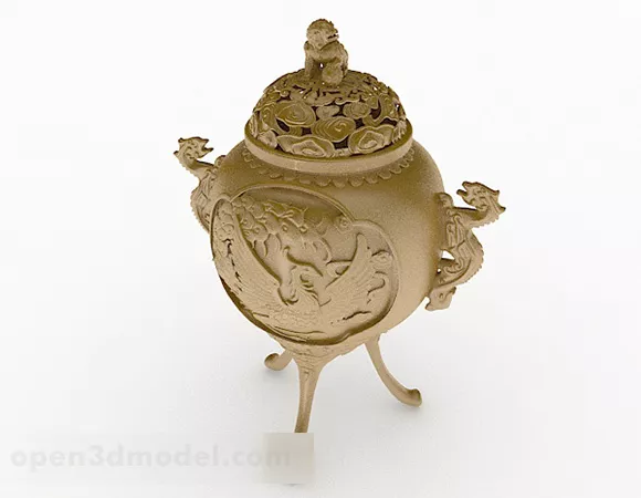 Handmade Metal Carving Incense Burner 3d model Handmade Metal Carving Incense Burner 3d model