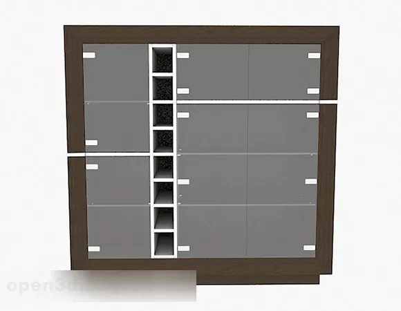 Brown Minimalist Bookcase 3d model Brown Minimalist Bookcase 3d model