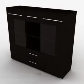 Brown Minimalist Wooden Bookcase 3d model