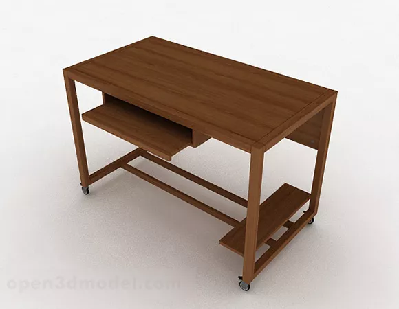 Brown Minimalist Wooden Desk 3d model Brown Minimalist Wooden Desk 3d model