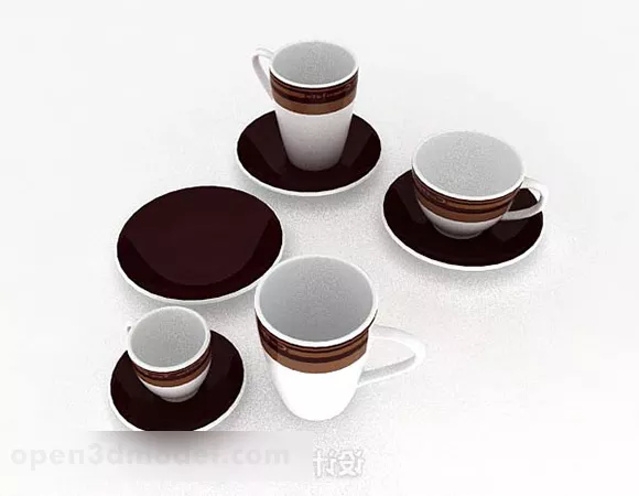 Brown Minimalistic Cup Set 3d model Brown Minimalistic Cup Set 3d model