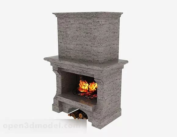 Brown Minimalistic Fireplace 3d model Brown Minimalistic Fireplace 3d model