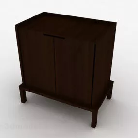 Brown Modern Double Door Locker 3d model