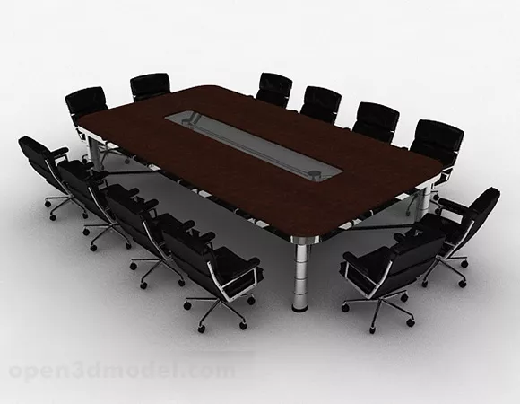 Brown Office Conference Table And Chairs 3d model Brown Office Conference Table And Chairs 3d model