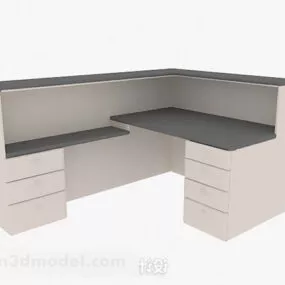White Mdf Corner Office Desk 3d model