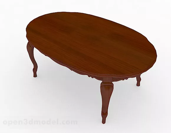 Brown Oval Dining Table 3d model Brown Oval Dining Table 3d model