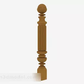 Brown Wood Classic Pillar 3d model