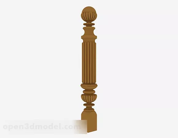 Brown Wood Classic Pillar 3d model Brown Wood Classic Pillar 3d model