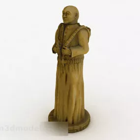 Wooden Asian Portrait Sculpture 3d model
