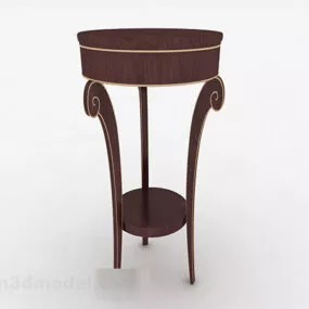 Brown Round Small Dining Table 3d model