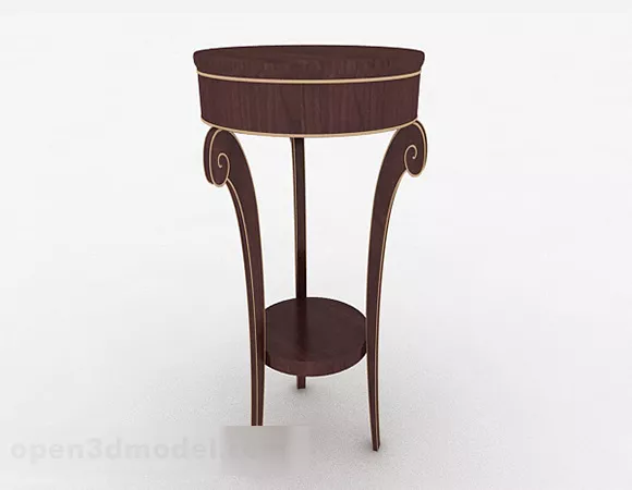Brown Round Small Dining Table 3d model Brown Round Small Dining Table 3d model