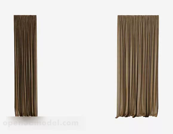 Brown Simple Home Curtains 3d model Brown Simple Home Curtains 3d model