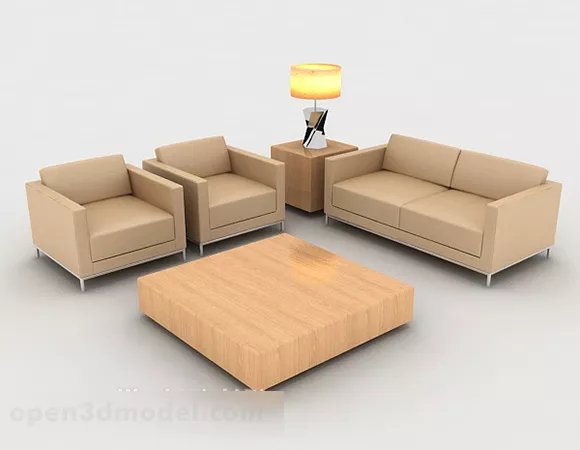 Brown Simple Sofa 3d model Brown Simple Sofa 3d model