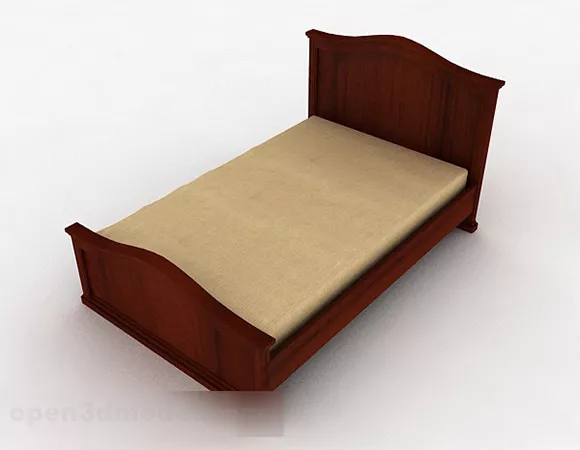 Brown Style Simple Single Bed 3d model Brown Style Simple Single Bed 3d model