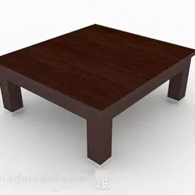 Brown Simple Square Wooden Coffee Table 3d model