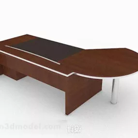 Brown Simple Wooden Desk 3d model