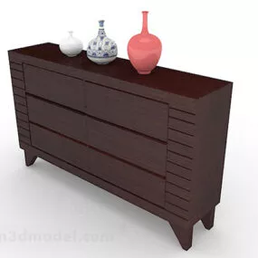 Brown Simple Wooden Office Cabinet 3d model