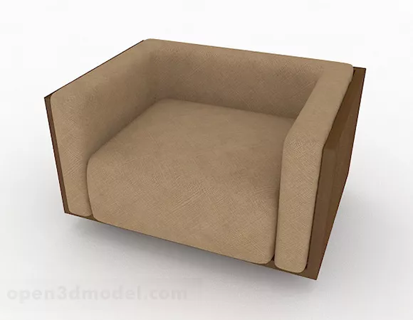 Brown Fabric Wooden Single Sofa 3d model Brown Fabric Wooden Single Sofa 3d model