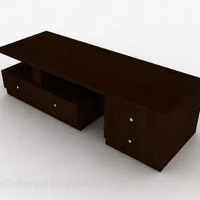 Brown Simple Wooden Tv Cabinet 3d model