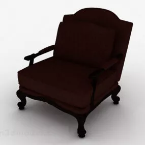 Brown Wooden Single Home Chair 3d model