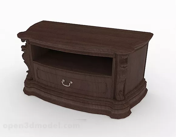 Brown Solid Wood Bedside Table 3d model Brown Solid Wood Bedside Table 3d model