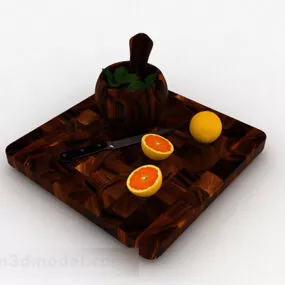 Brown Solid Wood Cutting Board 3d model