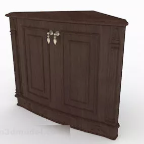 Brown Solid Wood Porch Cabinet 3d model