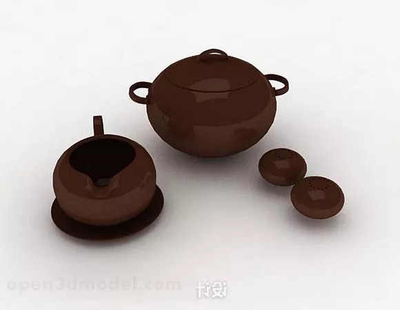 Brown Tea Set Design 3d model Brown Tea Set Design 3d model