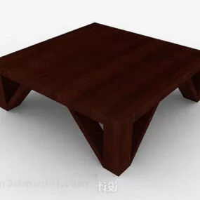 Brown Wood Square Coffee Table 3d model