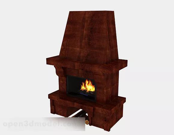 Stone Fireplace Simple Style 3d model