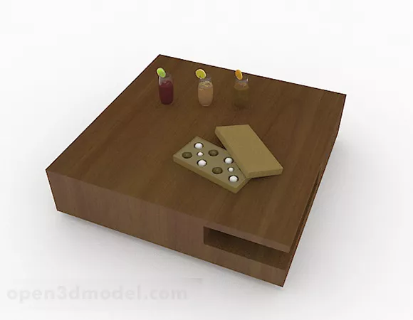Brown Wood In Small Coffee Table 3d model Brown Wood In Small Coffee Table 3d model