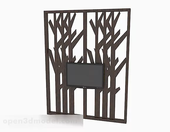 Wooden Carved Pattern Tv Wall Partition 3d model Wooden Carved Pattern Tv Wall Partition 3d model