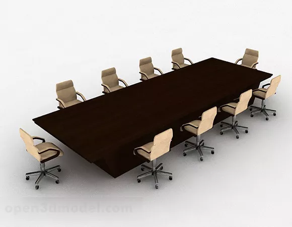 Brown Wooden Conference Table And Chair 3d model Brown Wooden Conference Table And Chair 3d model