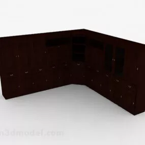 Wooden corner multi-door display cabinet 3d model