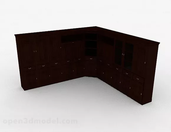 Wooden corner multi-door display cabinet 3d model Wooden corner multi-door display cabinet 3d model