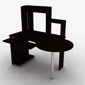 Brown Wooden Work Desk 3d model