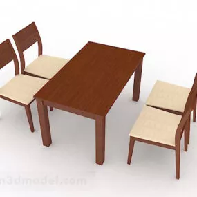 Wood Dining Table And Chair Furniture 3d model