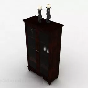 Brown Wooden Display Cabinet 3d model