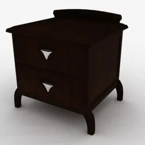 Brown Wooden Double Bedside Table 3d model
