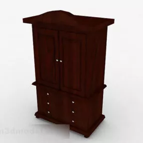 Brown Wooden Double Cabinet 3d model
