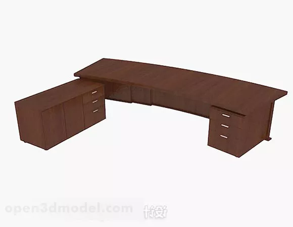 Brown Wooden Executive Desk 3d model Brown Wooden Executive Desk 3d model