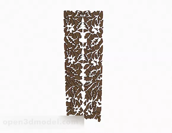 Brown Wooden Hollow Carved Partition 3d model Brown Wooden Hollow Carved Partition 3d model