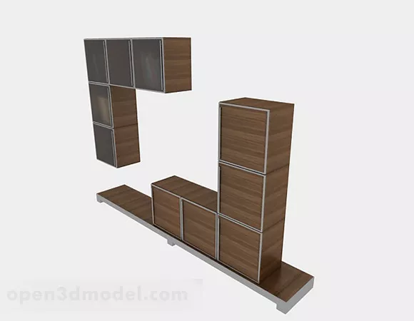 Brown Wooden Home Tv Cabinet 3d model Brown Wooden Home Tv Cabinet 3d model